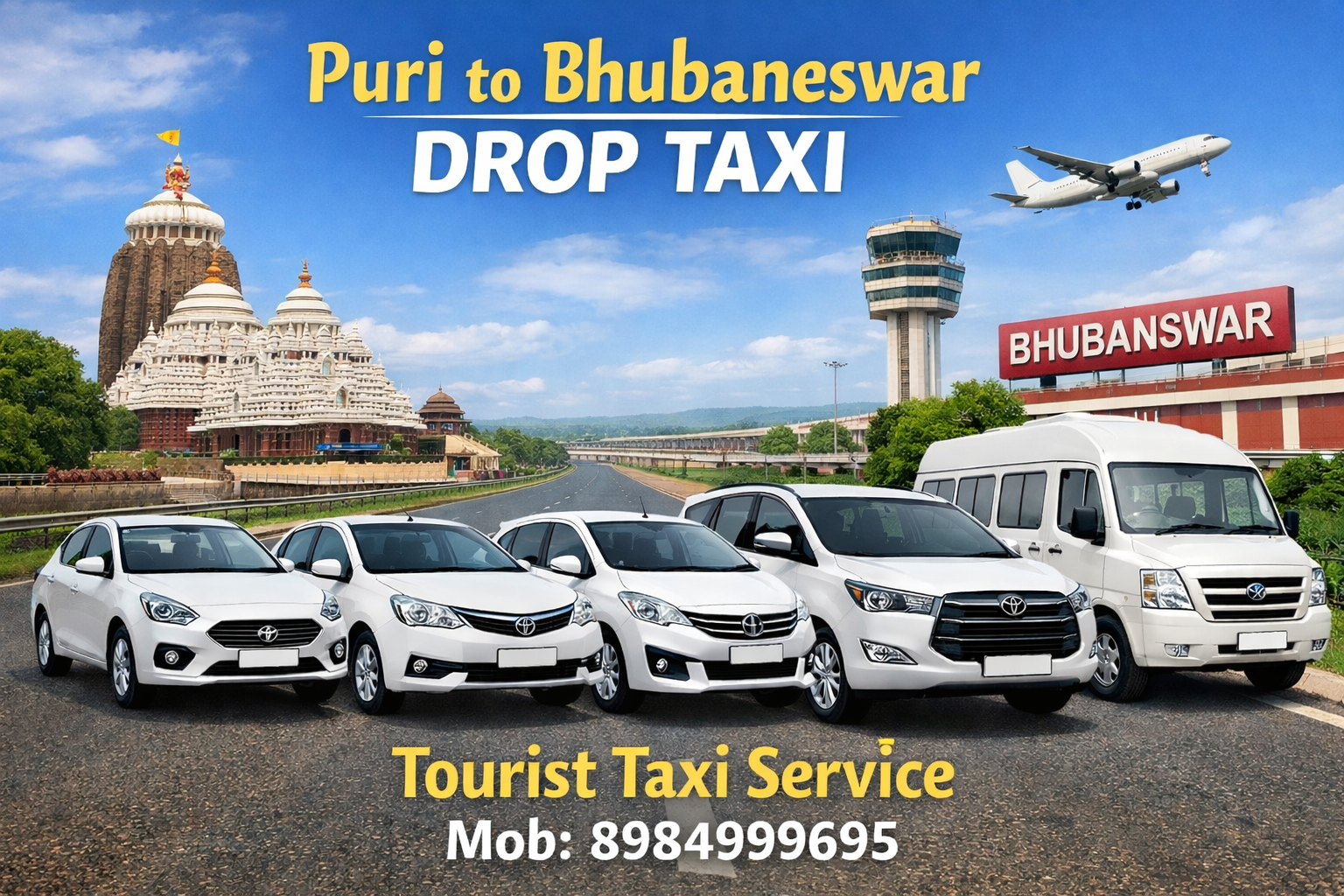 Puri To Bhubaneswar Airport or Railway Station Drop Taxi Booking